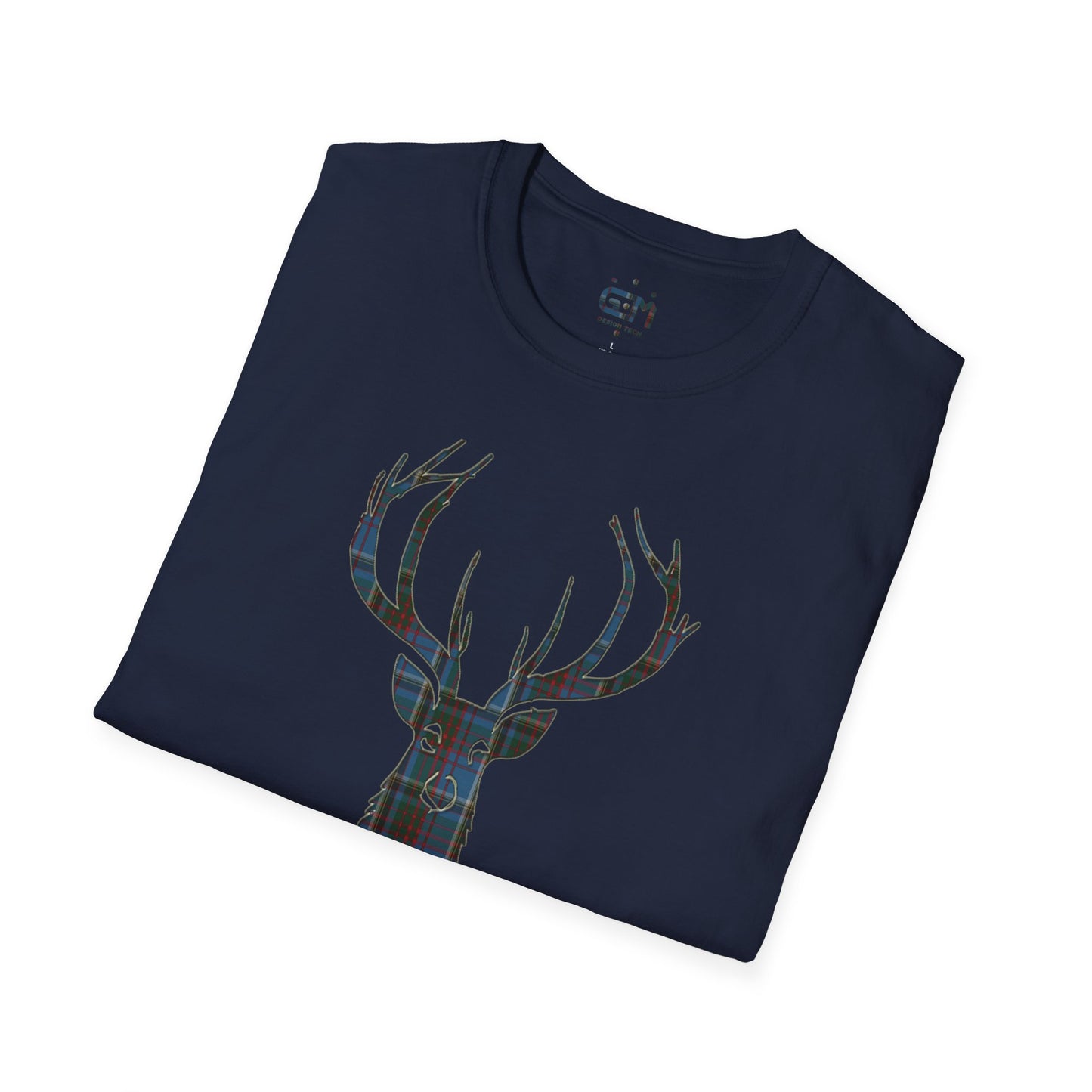 Tartan Stag Softstyle T-Shirt - Anderson Old Tartan, Unisex Tee, Scottish Scenery, Various Colours