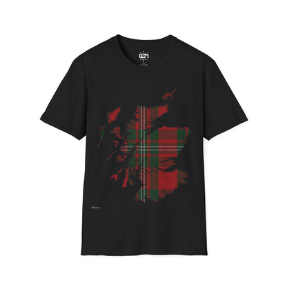 Scotland Tartan Map Softstyle Unisex T-Shirt, MacGregor Tartan, Various Colours