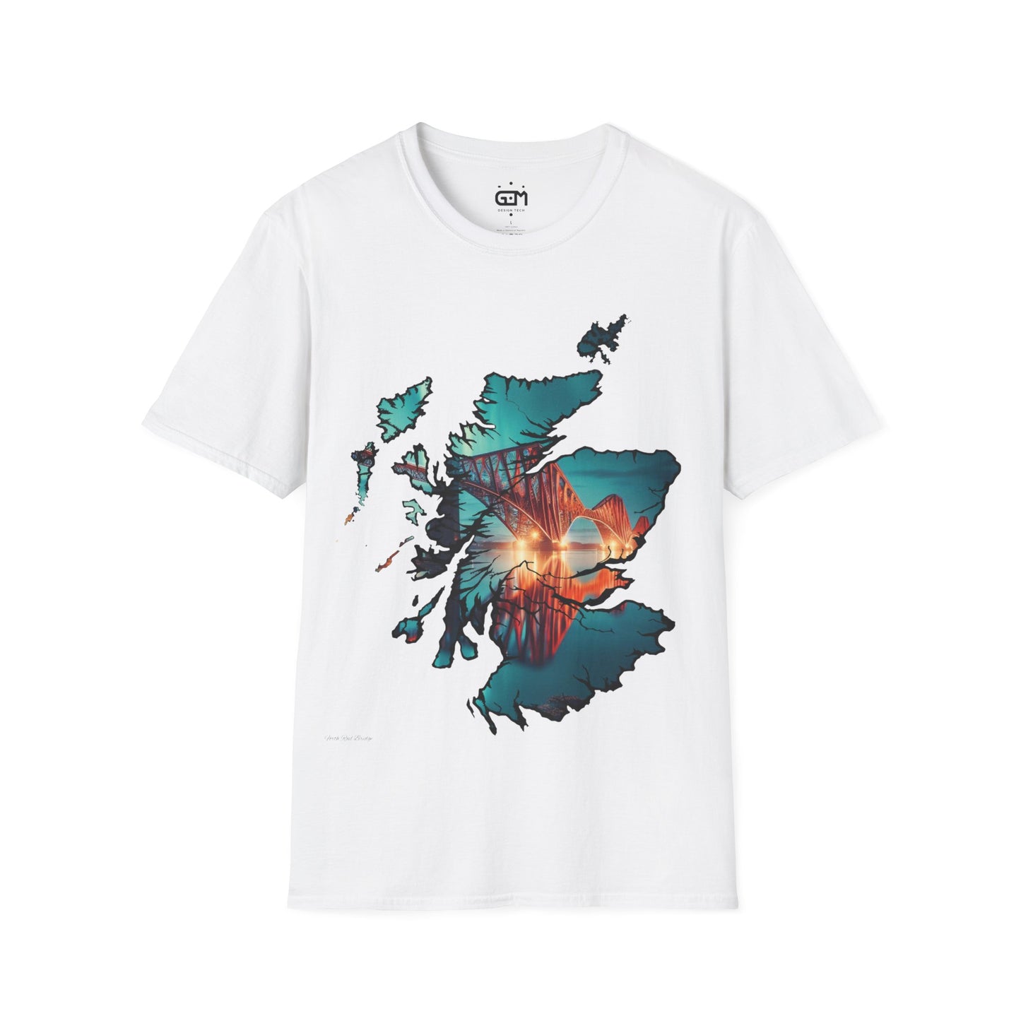 Forth Rail Bridge Scotland Map Softstyle T-Shirt, Unisex Tee, Scotland Shirt, Scottish Landmark, Nature, Scenery, Various Colours