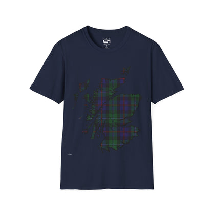 Scotland Tartan Map Softstyle Unisex T-Shirt, Argyle Tartan, Various Colours