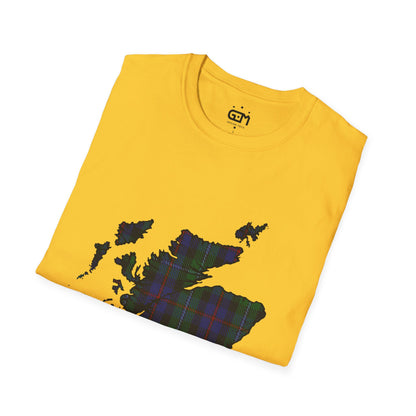 Scotland Tartan Map Softstyle Unisex T-Shirt - Argyle Tartan Tee