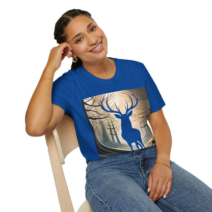 Stag Silhouette Softstyle T-Shirt, Unisex Tee, Scottish Scenery, Various Colours