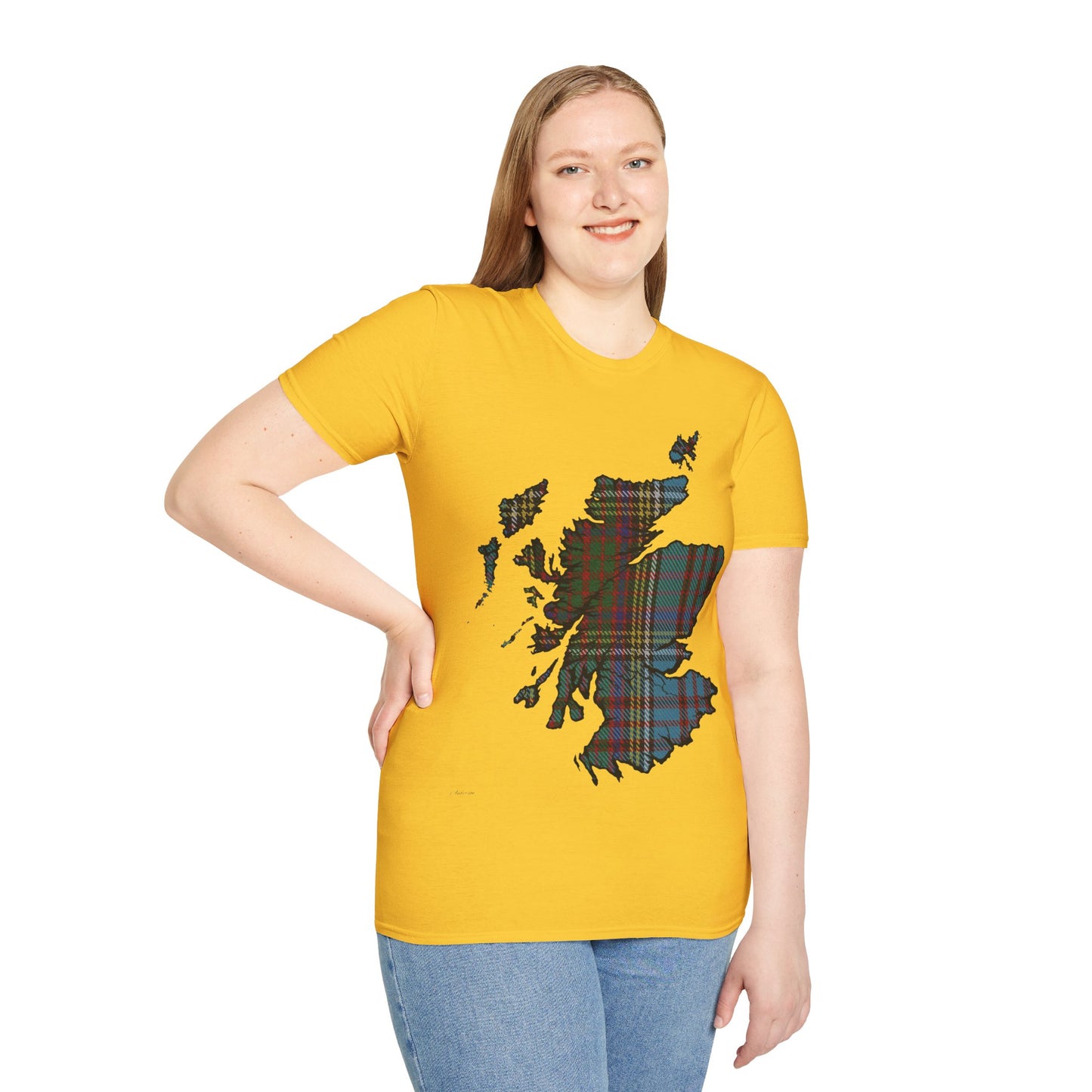 Scotland Tartan Map Softstyle Unisex T-Shirt, Anderson Tartan, Various Colours