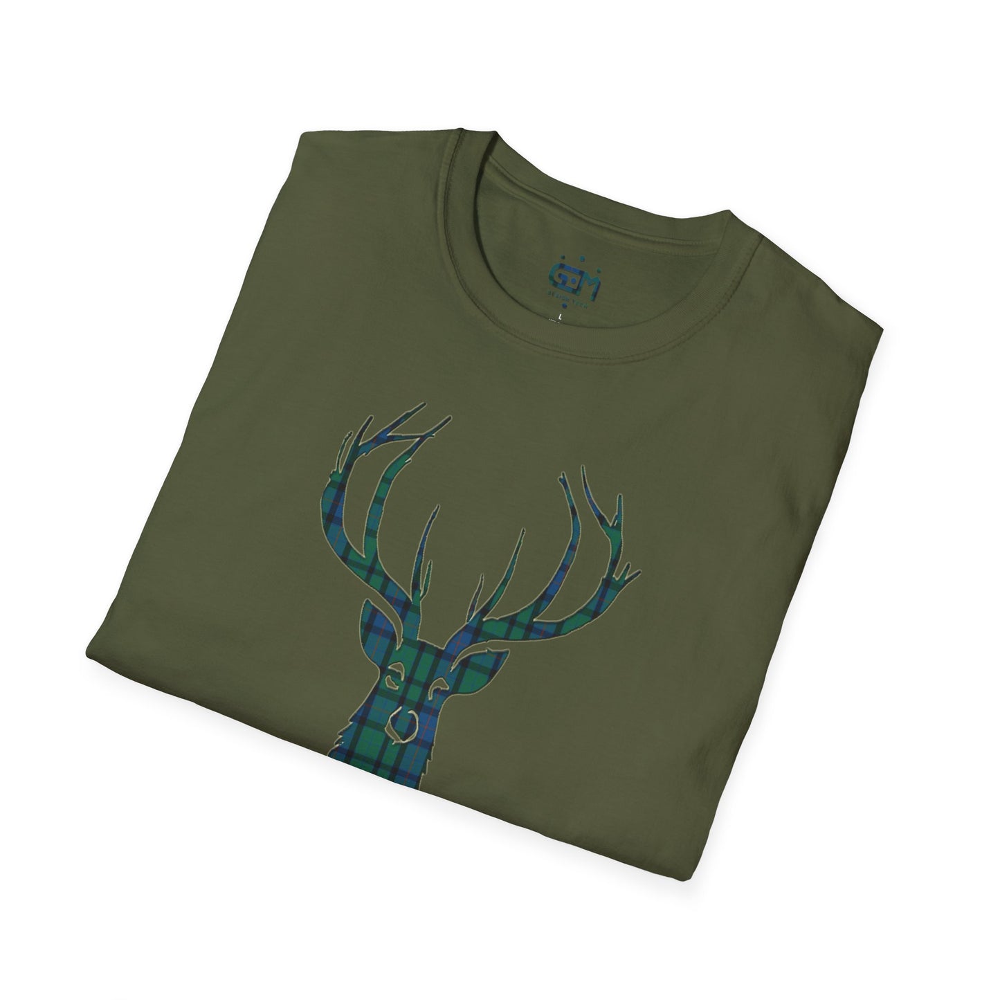 Tartan Stag Softstyle T-Shirt - Flower of Scotland Tartan, Unisex Tee, Scottish Scenery, Various Colours