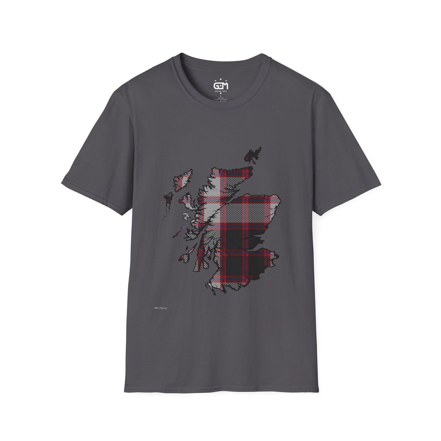 Scotland Tartan Map Softstyle Unisex T-Shirt - MacPherson Tartan Tee