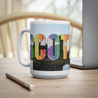 Scotland Lettering Pride Fingerprint Photo Mug, White