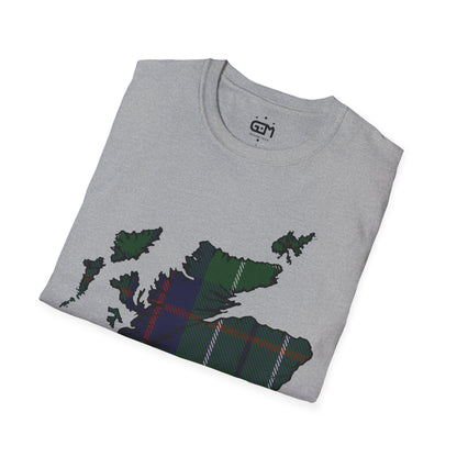 Scotland Tartan Map Softstyle Unisex T-Shirt, Duncan Tartan, Various Colours