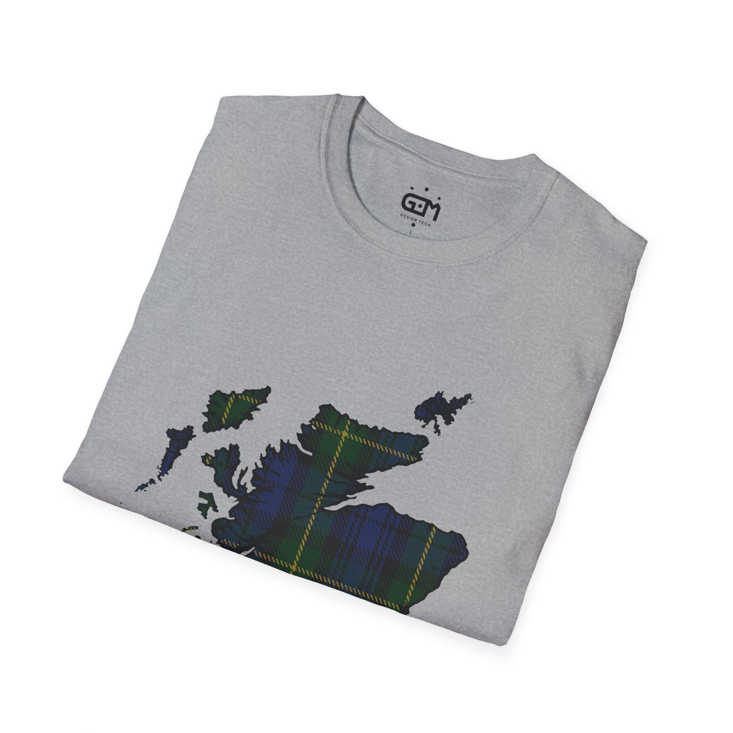 Scotland Tartan Map Softstyle Unisex T-Shirt - Gordon Tartan Tee