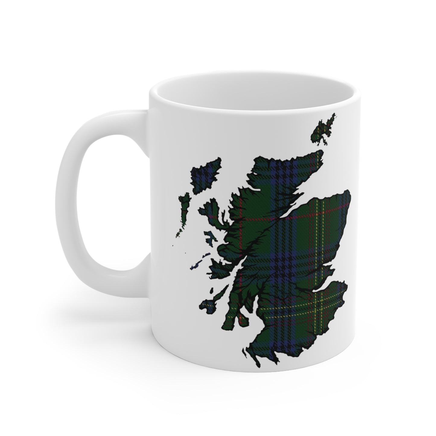 Scotland Tartan Map Mug - Kennedy Tartan, Various Sizes