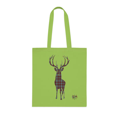 Reversible Scotland Tartan Stag Cotton Tote Bag - Stewart Tartan