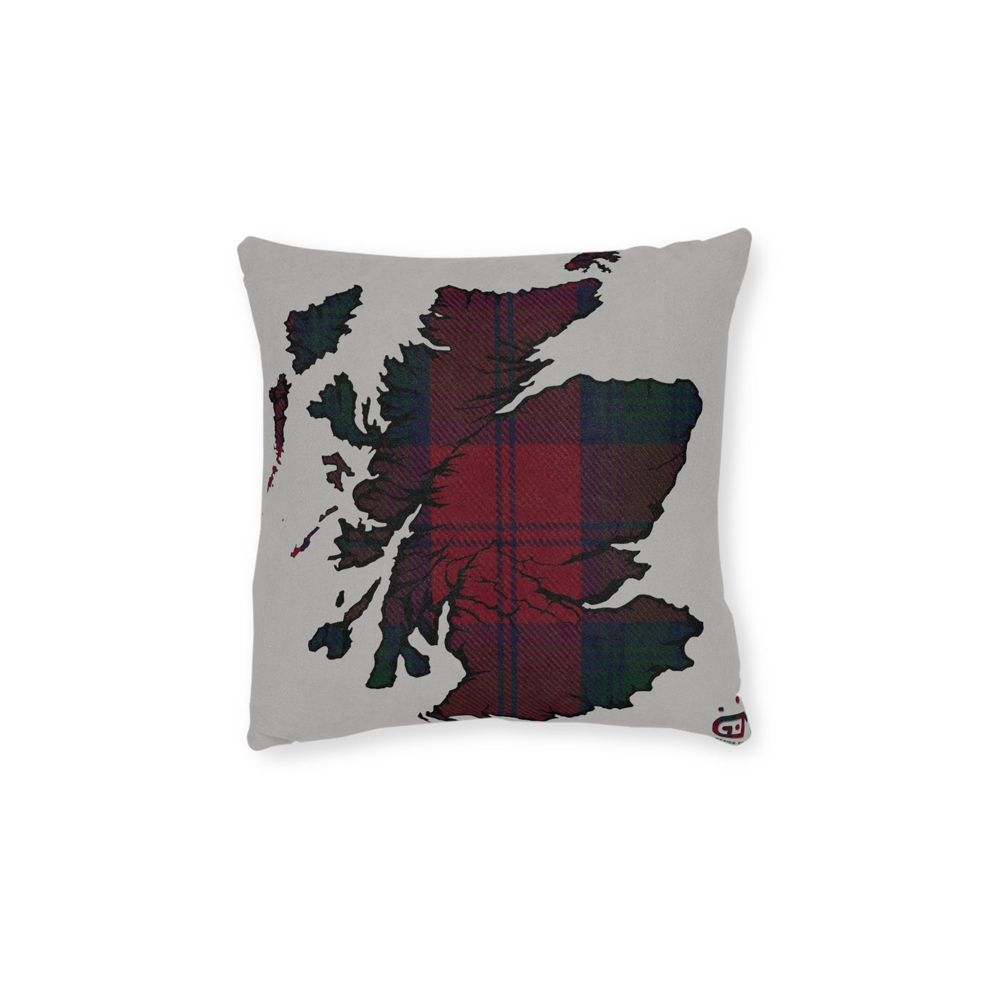 Reversible Square Cushion : Stag / Scotland Map - Lindsay Tartan, Various Sizes