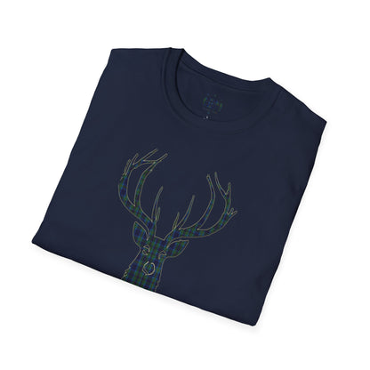 Tartan Stag Softstyle T-Shirt - Miller Tartan, Unisex Tee, Scottish Scenery, Various Colours