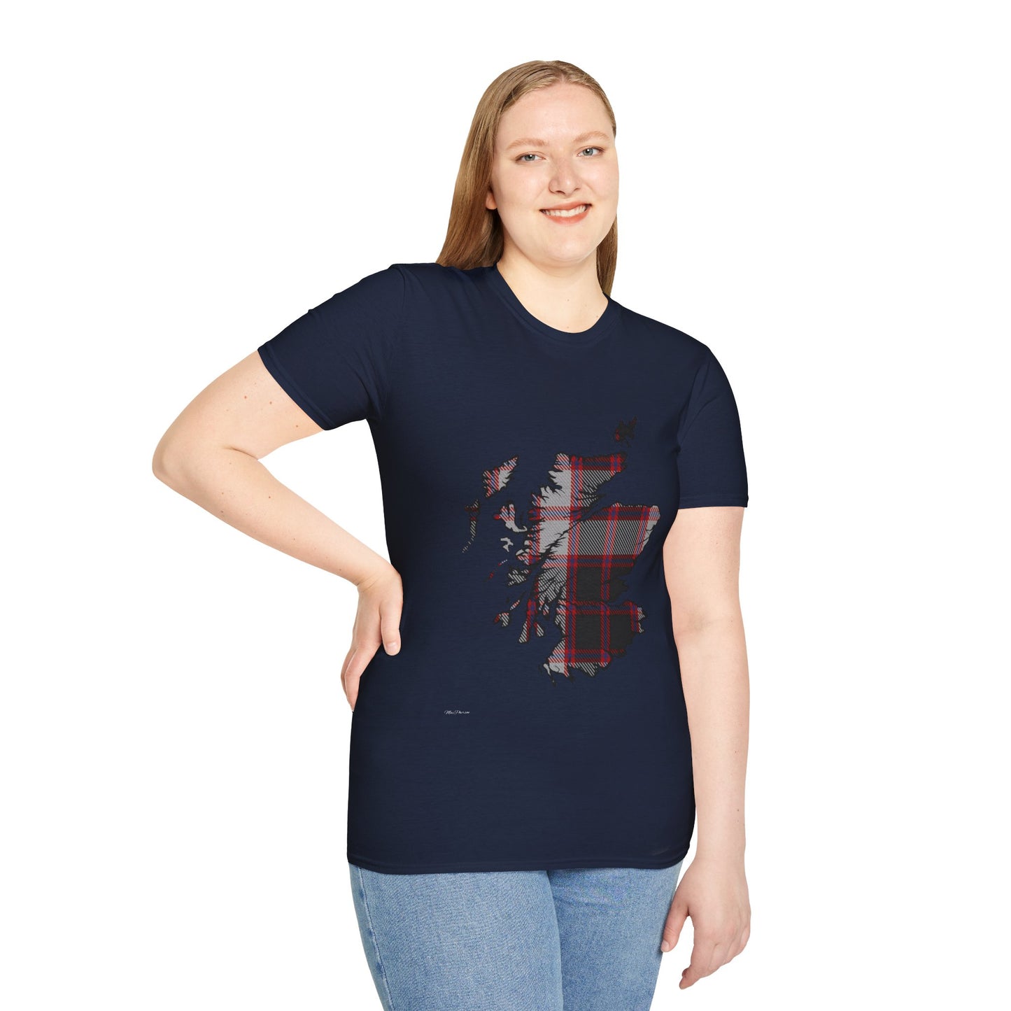 Scotland Tartan Map Softstyle Unisex T-Shirt - MacPherson Tartan Tee