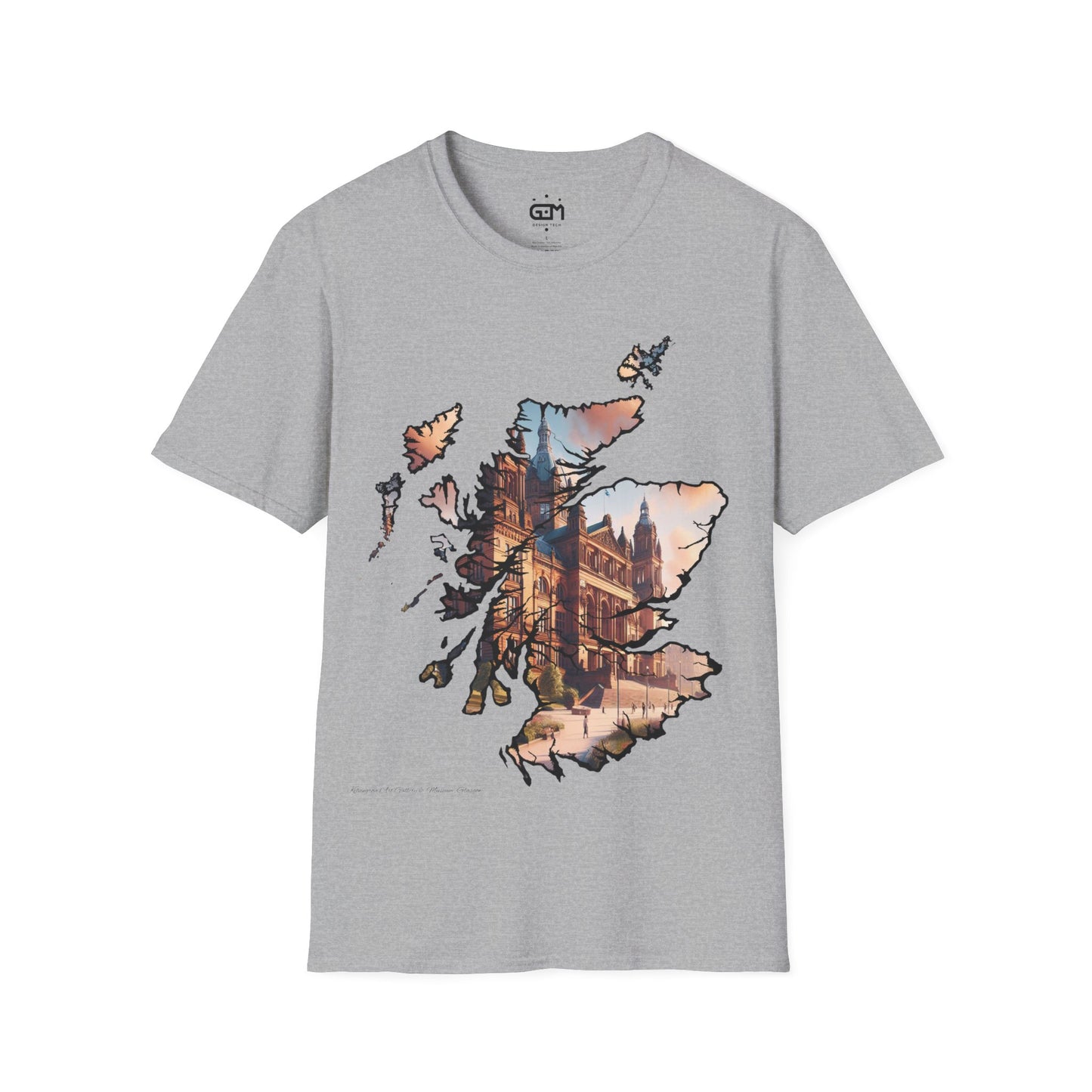 Glasgow Kelvingrove Art Gallery Scotland Map Softstyle T-Shirt, Unisex Tee, Scotland Shirt, Scottish Landmark, Nature, Scenery, Various Colours