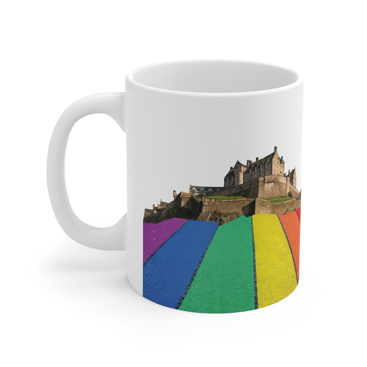 Pride Road Rock Edinburgh Castle Photo Mug, White