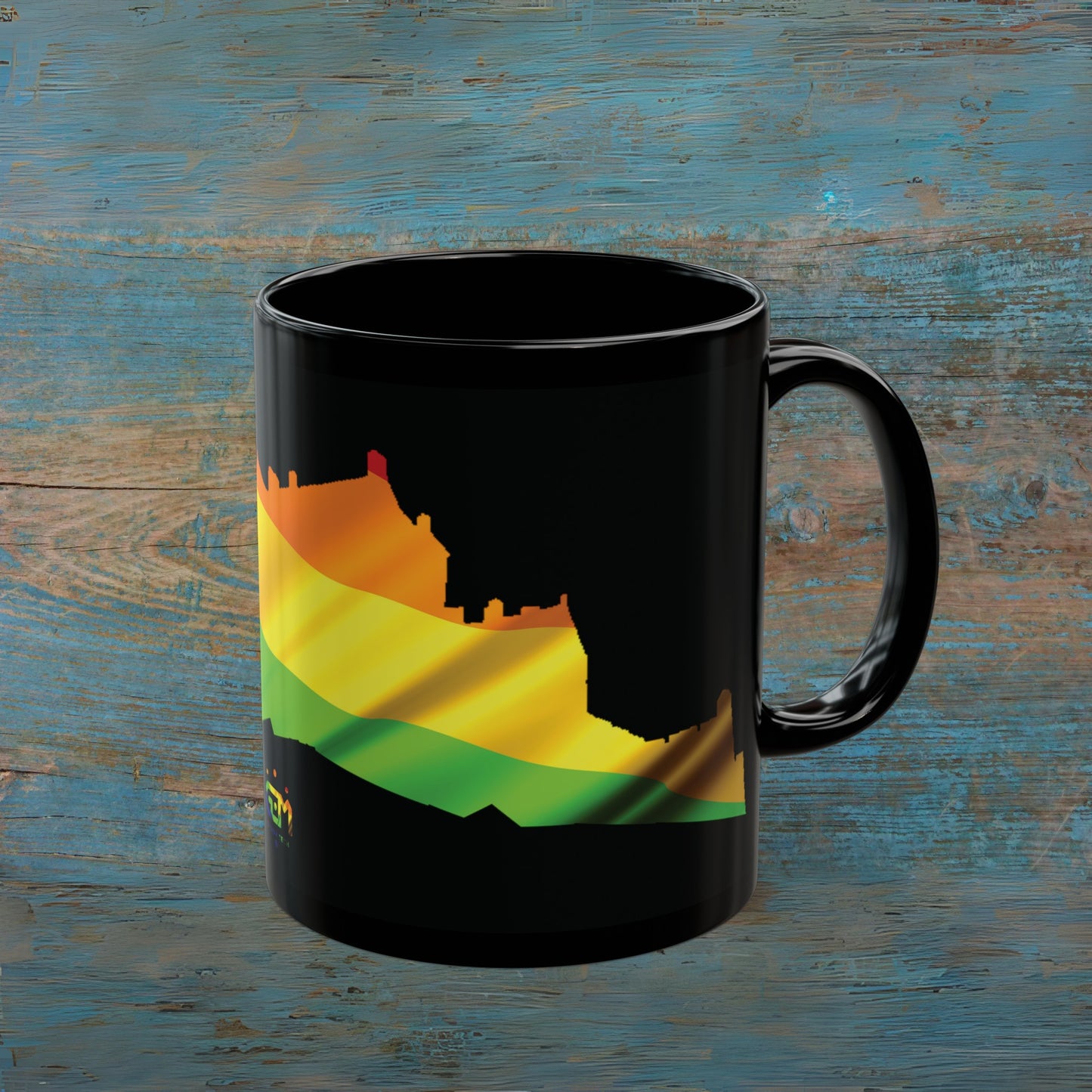 Edinburgh Castle Pride Flag Art Mug, Black