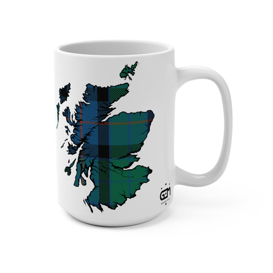 Scotland Map Mug 15oz, Flower of Scotland Tartan