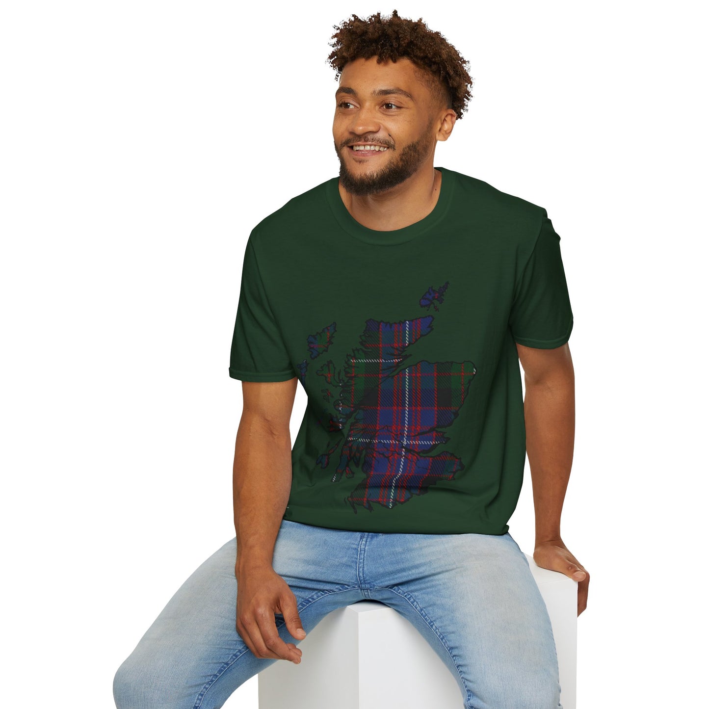 Scotland Tartan Map Softstyle Unisex T-Shirt, Rankin Tartan, Various Colours