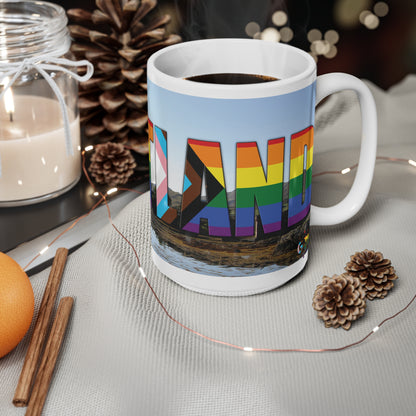 Scotland Lettering Pride Progress Photo Mug, White