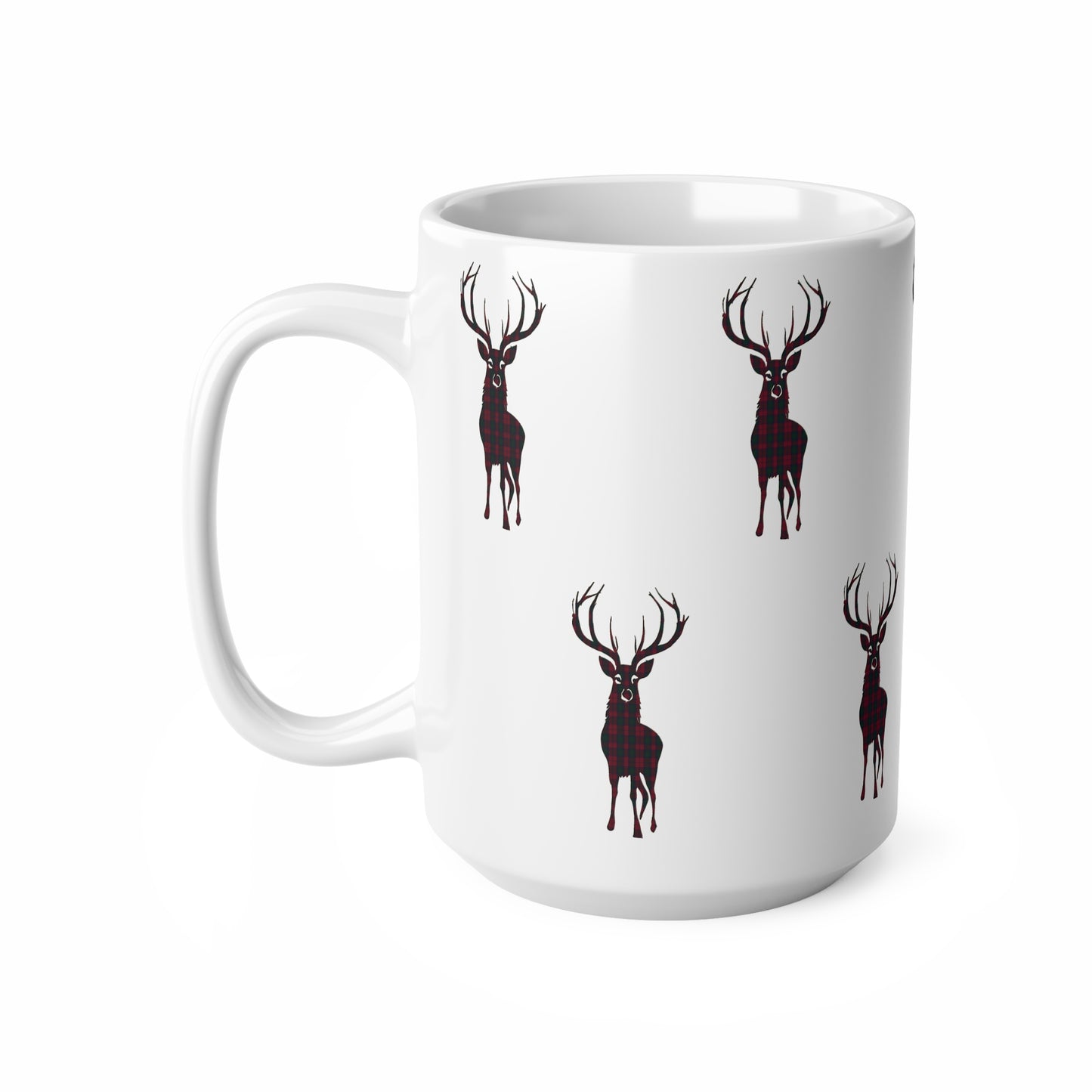 Tartan Stag Mug - Lindsay Tartan, Coffee Cup, Tea Cup, Scotland, White