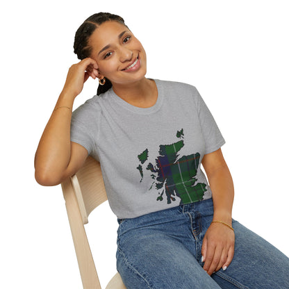 Scotland Tartan Map Softstyle Unisex T-Shirt - Duncan Tartan Tee