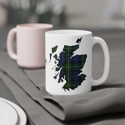 Scotland Tartan Map Mug - Gordon Tartan, Various Sizes