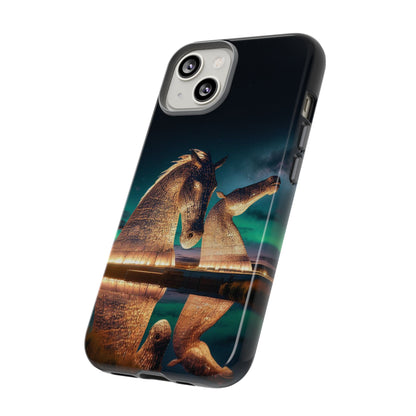 Kelpies Northern Lights Art Phone Case, Scotland, Apple