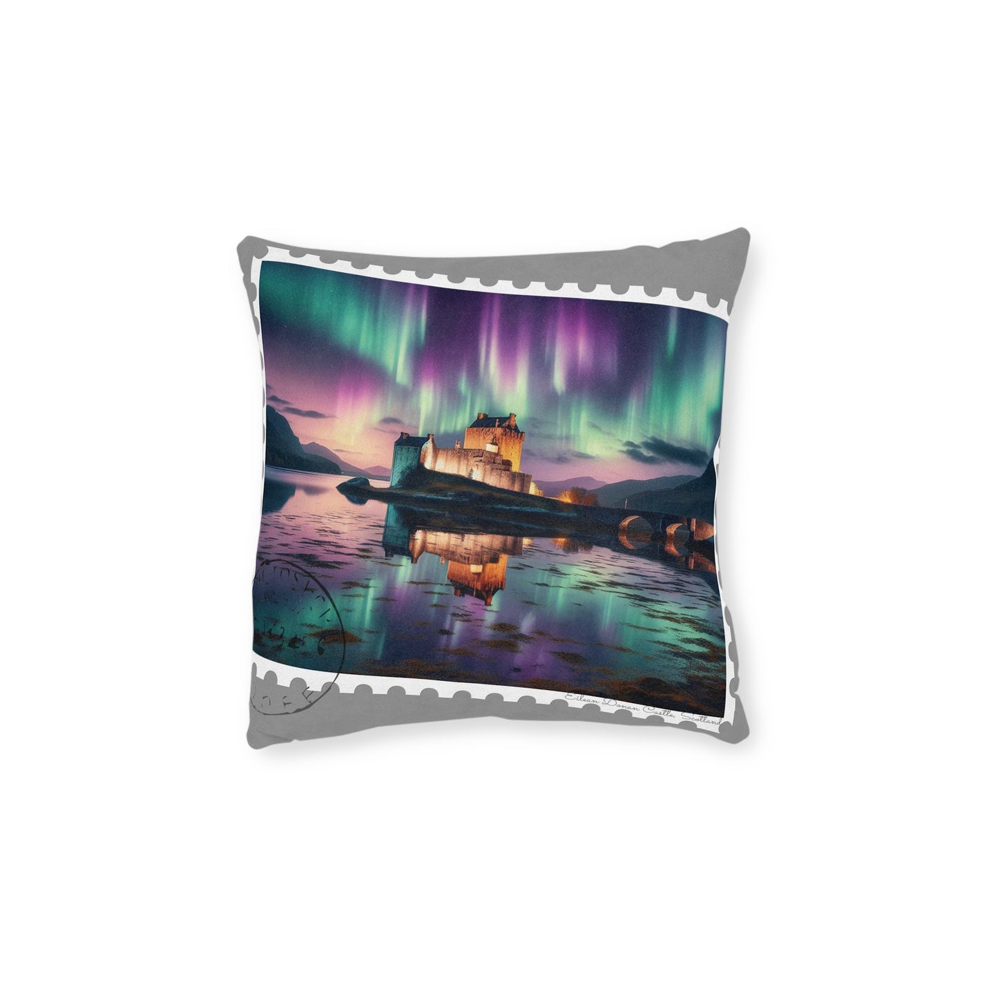 Eilean Donan Castle Art Stamp Square Cushion, Various Sizes