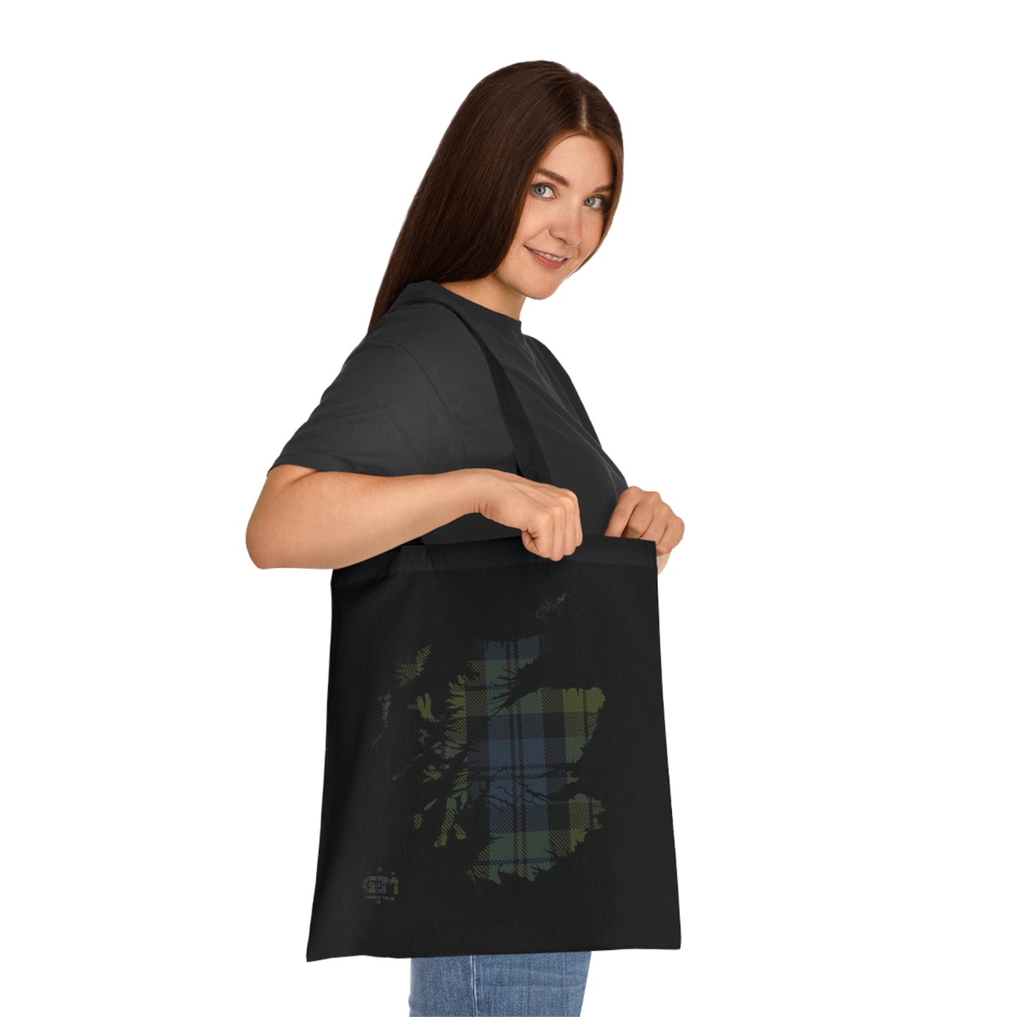 Reversible Scotland Tartan Map Cotton Tote Bag - Campbell Tartan