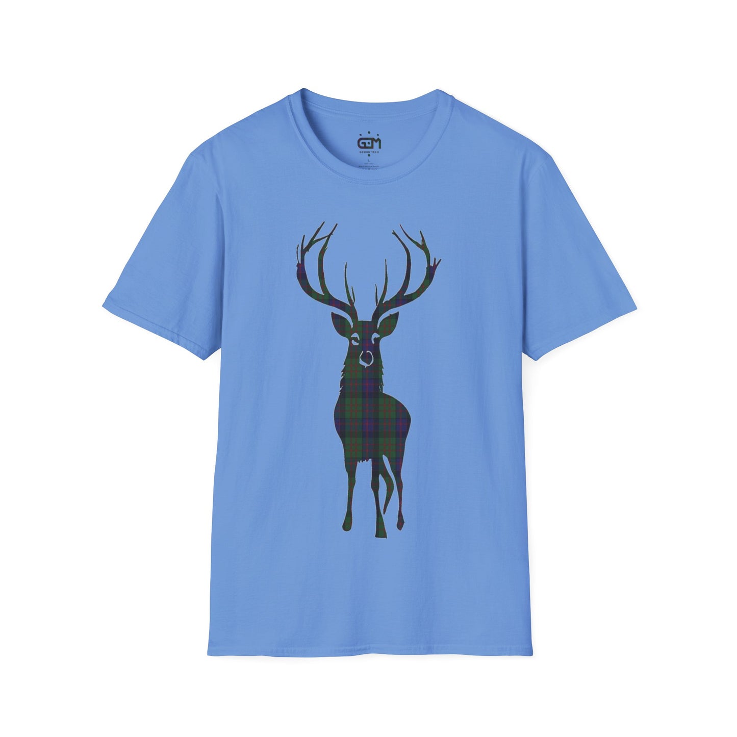 Tartan Stag Softstyle T-Shirt - MacDonald Tartan, Unisex Tee, Scottish Scenery, Various Colours