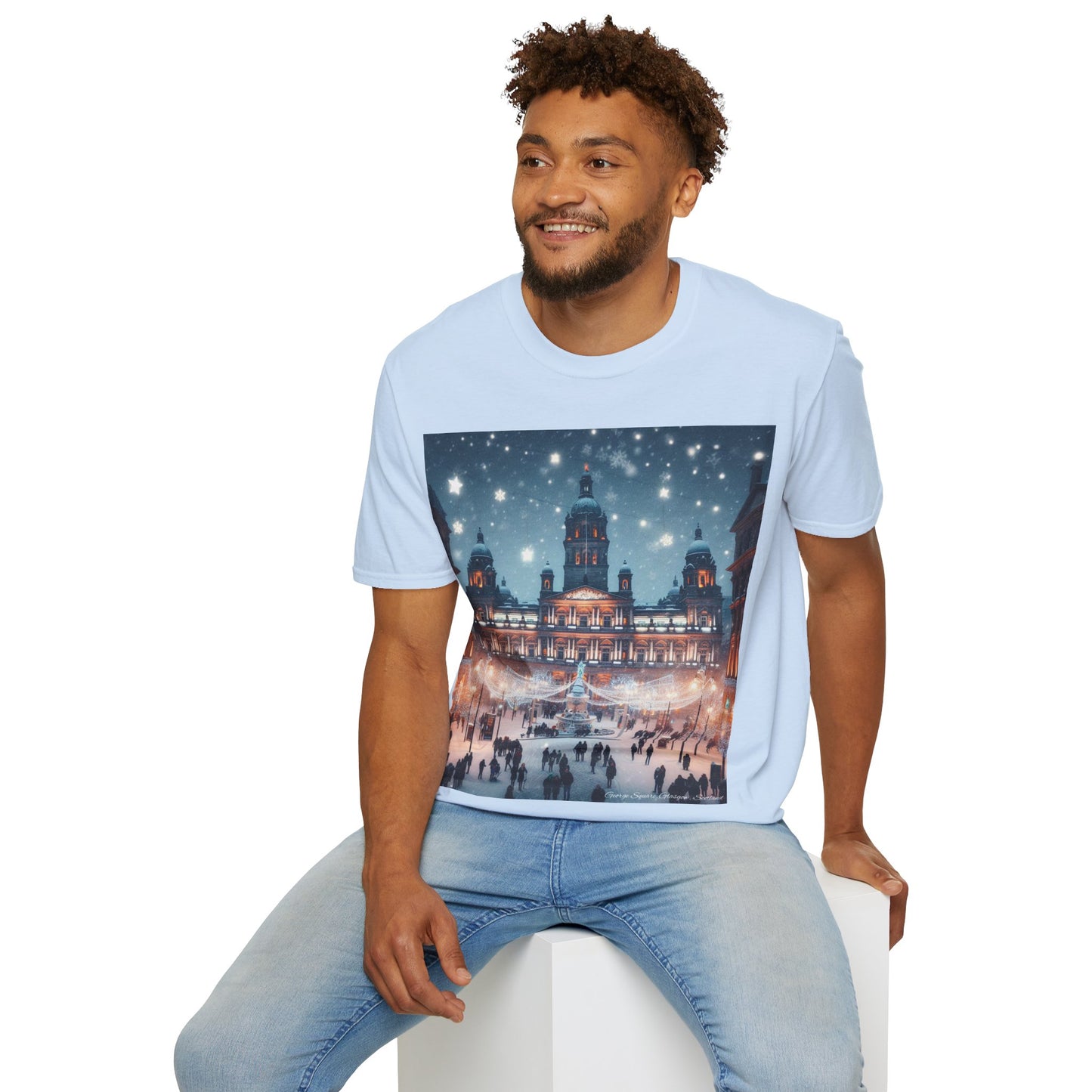 Glasgow George Square Winter Softstyle T-Shirt, Unisex Tee, Scotland Shirt, Scottish Landmark, Nature, Scenery, Various Colours