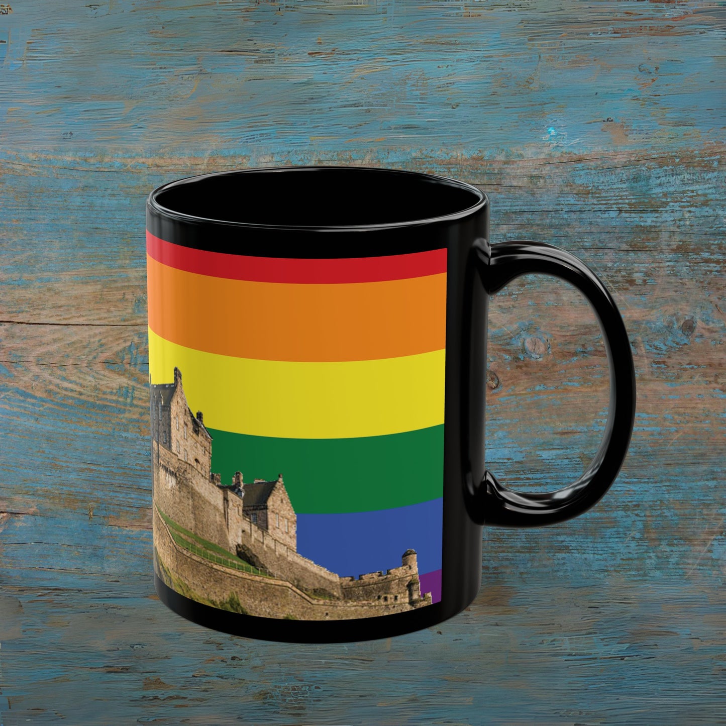 Edinburgh Castle Pride Progress Sky Photo Mug, Black