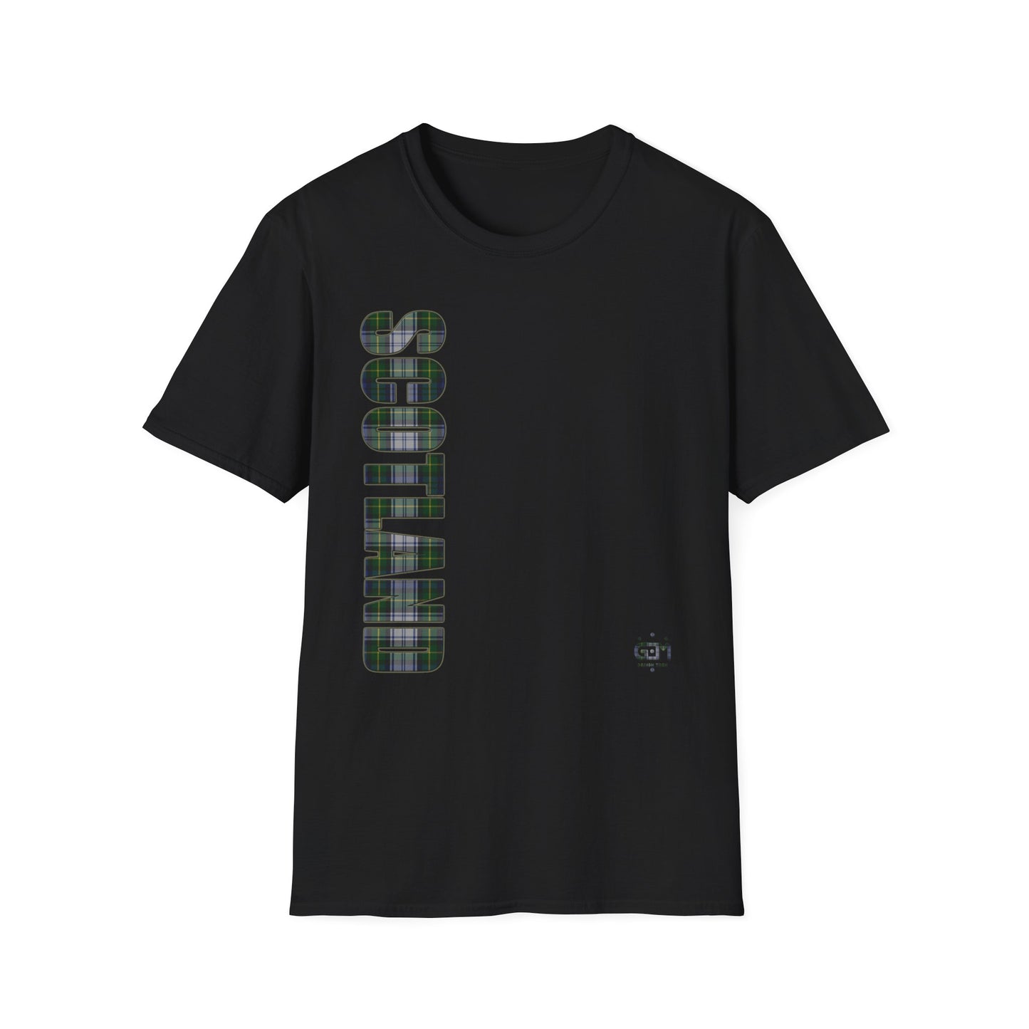 Tartan Scotland Lettering Softstyle Unisex T-Shirt, Gordon Dress Tartan Tee