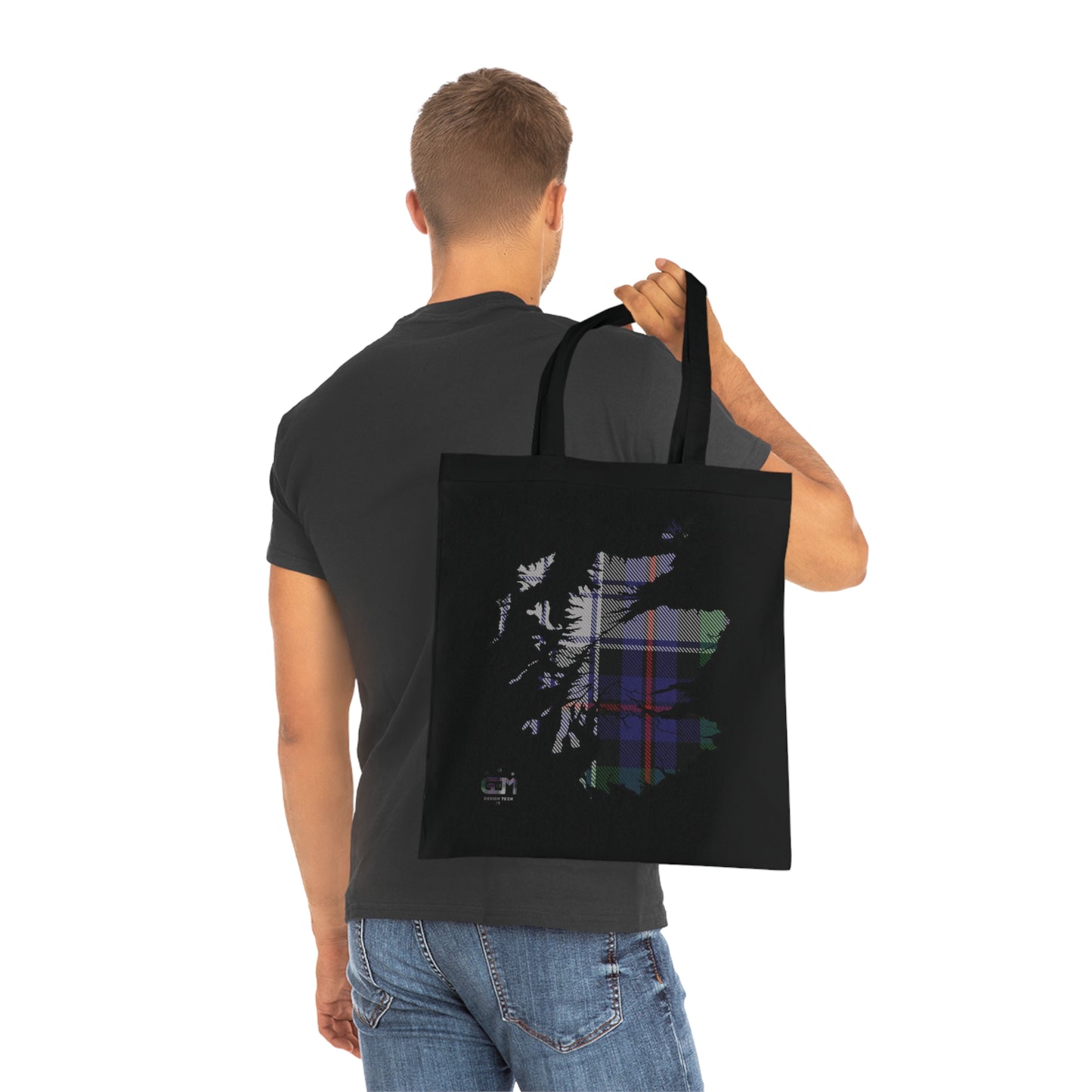 Reversible Scotland Tartan Map Cotton Tote Bag - Argyle Dress Tartan