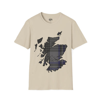 Scotland Tartan Map Softstyle Unisex T-Shirt, Hood Tartan, Various Colours