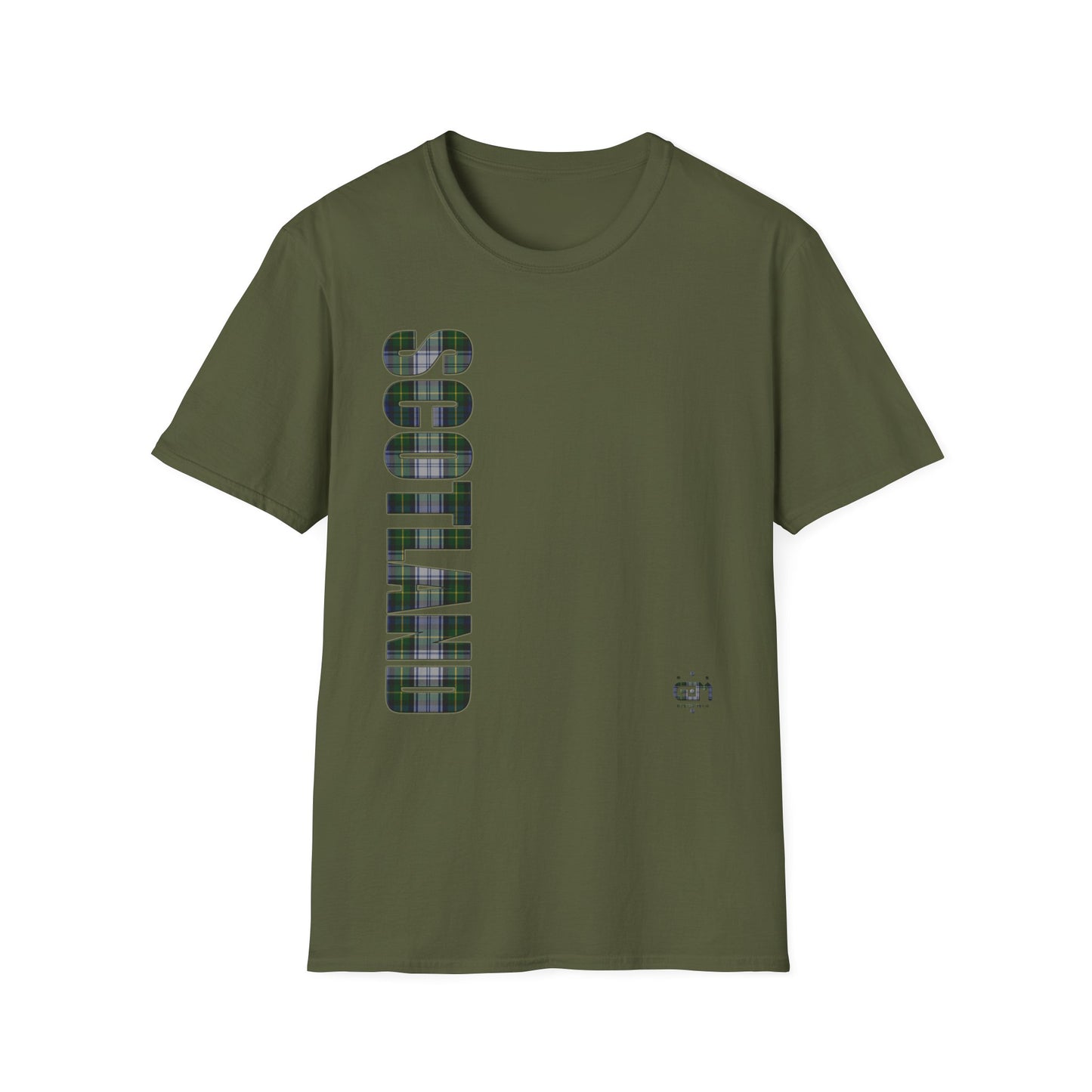 Tartan Scotland Lettering Softstyle Unisex T-Shirt, Gordon Dress Tartan Tee