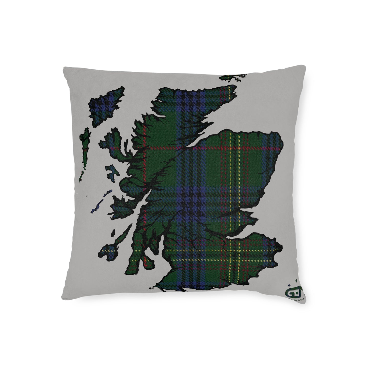 Reversible Square Cushion : Stag / Scotland Map - Kennedy Tartan, Various Sizes