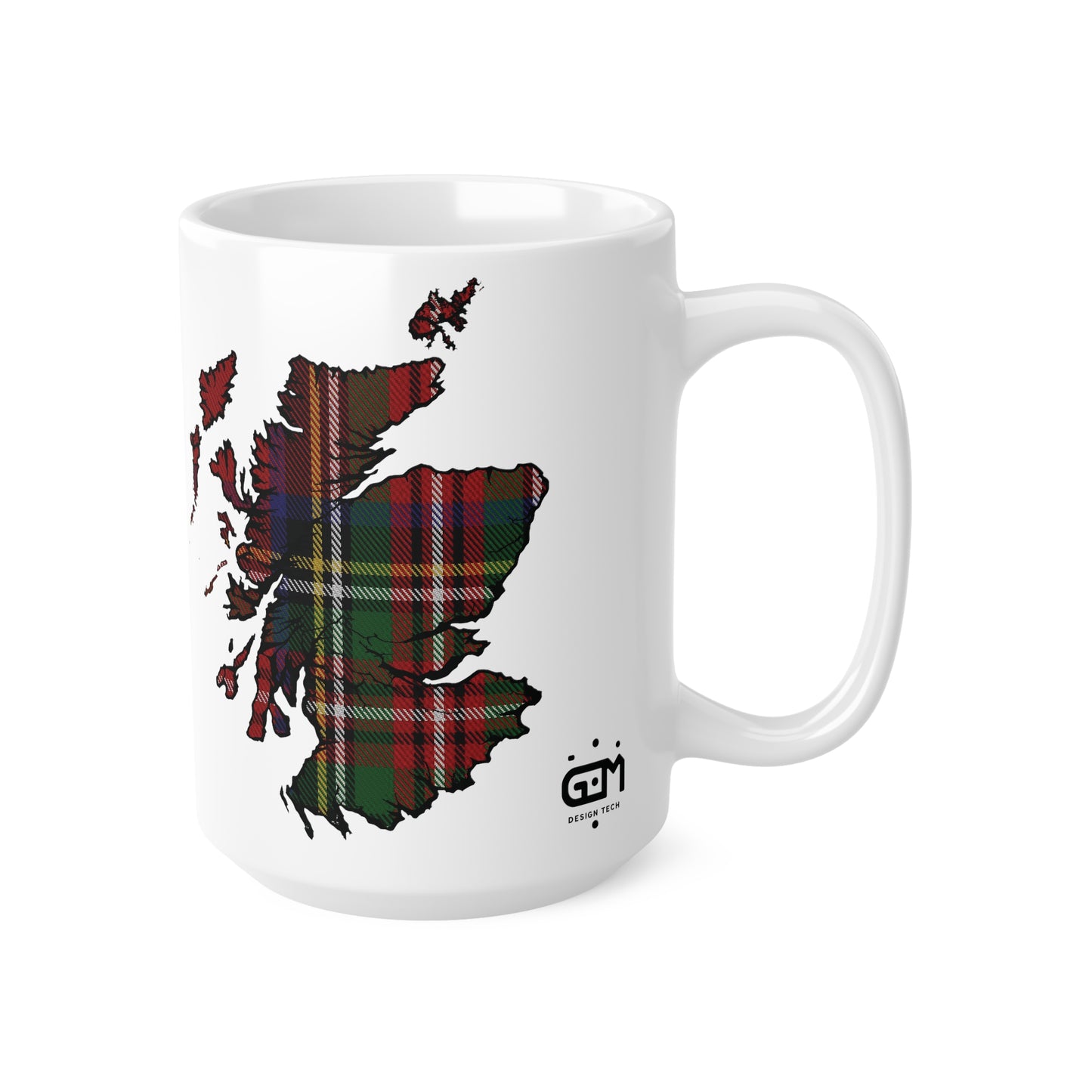 Stewart Royal Tartan Scotland Map Mug, Coffee Cup, Tea Cup, Scotland, White