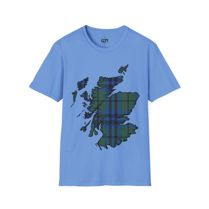 Scotland Tartan Map Softstyle Unisex T-Shirt, Keith Tartan, Various Colours