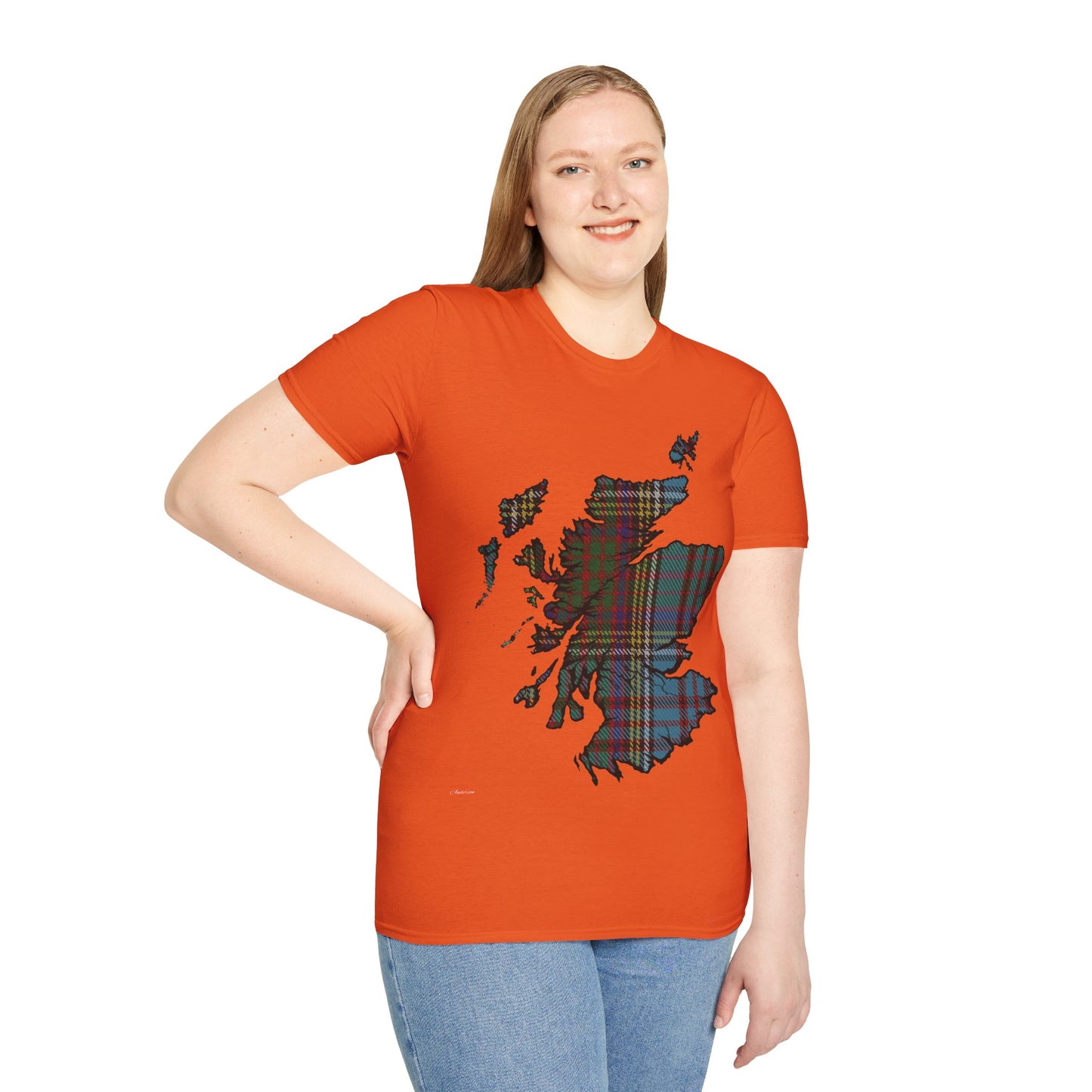 Scotland Tartan Map Softstyle Unisex T-Shirt, Anderson Tartan, Various Colours