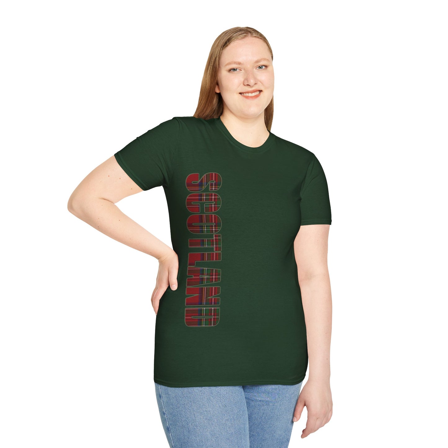 Scotland Lettering Stewart Royal Tartan Softstyle T-Shirt, Unisex Tee, Various Colours