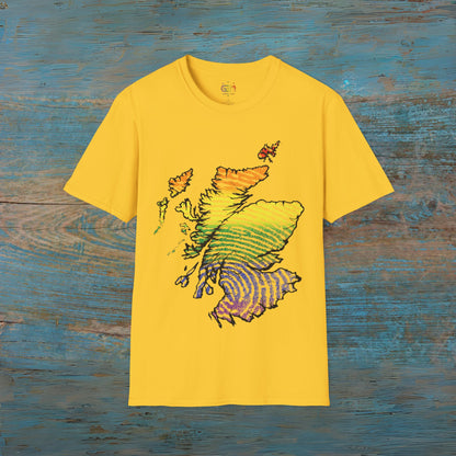 Pride Fingerprint Scotland Map Unisex T-Shirt, Various Colours