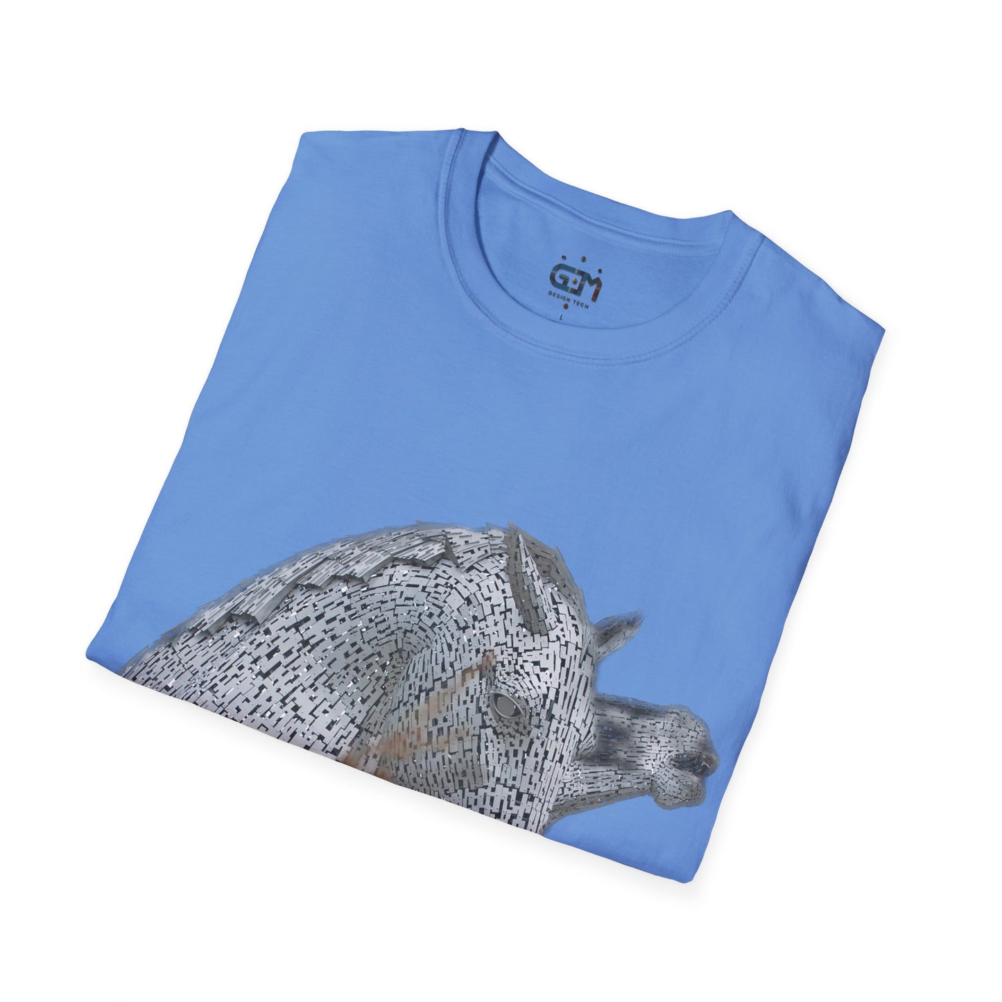 Kelpies with Meadow No Sky Photo Softstyle T-Shirt, Unisex Tee, Scottish Landmarks, Various Colours