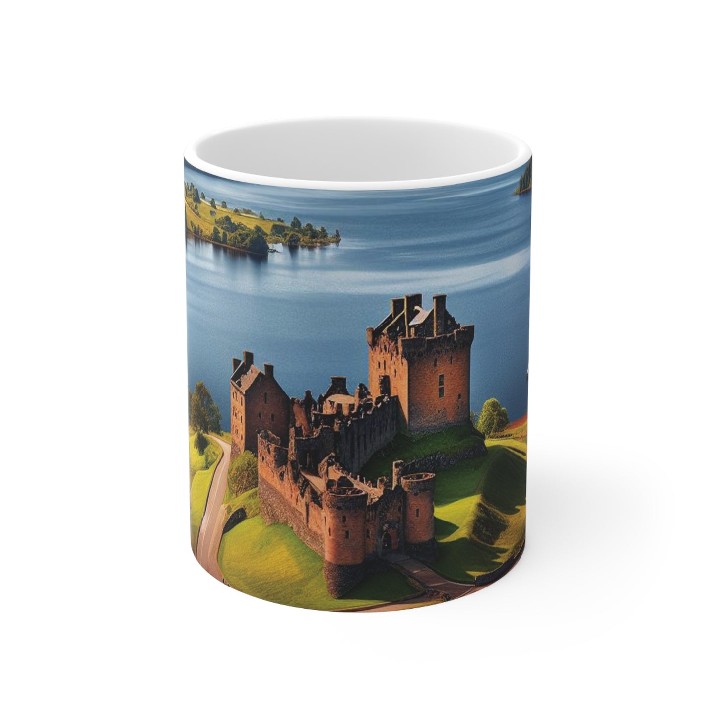 Urquhart Castle Mug - Loch Ness, Coffee Cup, Tea Cup, Scotland, White