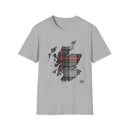 Tartan Ecosse Carte Softstyle T-Shirt Unisexe - Stewart Dress Tartan Tee 