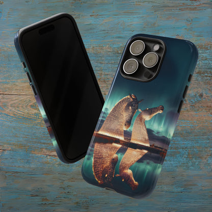 Kelpies Northern Lights Art Variant Phone Case, Scotland, Apple