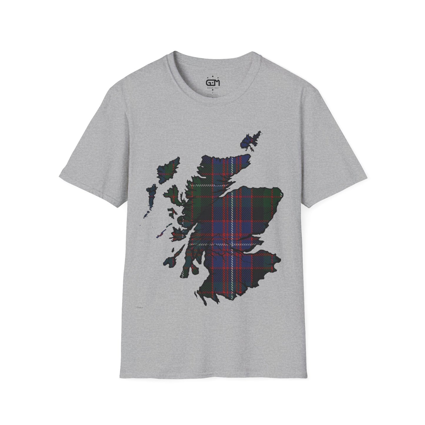 Scotland Tartan Map Softstyle Unisex T-Shirt, Rankin Tartan, Various Colours