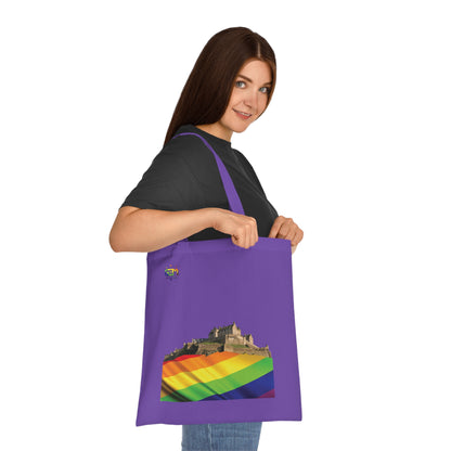 Pride Flag Rock Edinburgh Castle Cotton Tote Bag