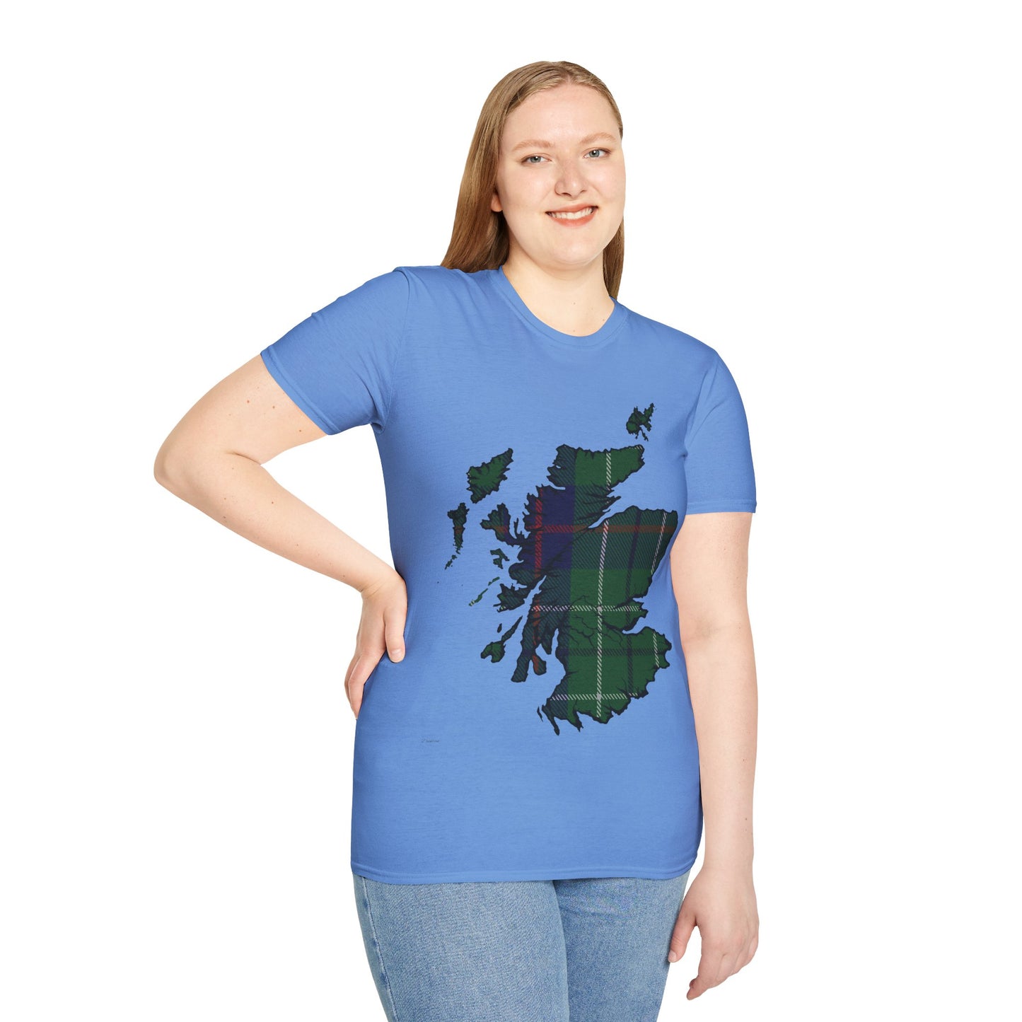 Scotland Tartan Map Softstyle Unisex T-Shirt, Duncan Tartan, Various Colours