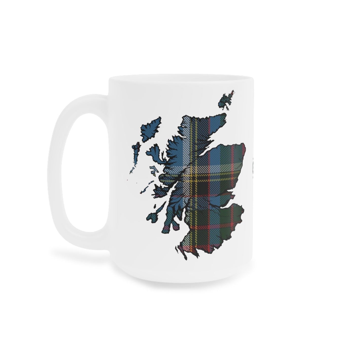 Scotland Tartan Map Mug - Anderson Old Tartan, Various Sizes